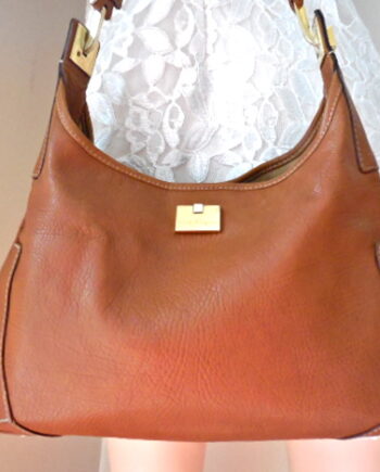 Salvatore Ferragamo Tan Leather Shoulder Bag