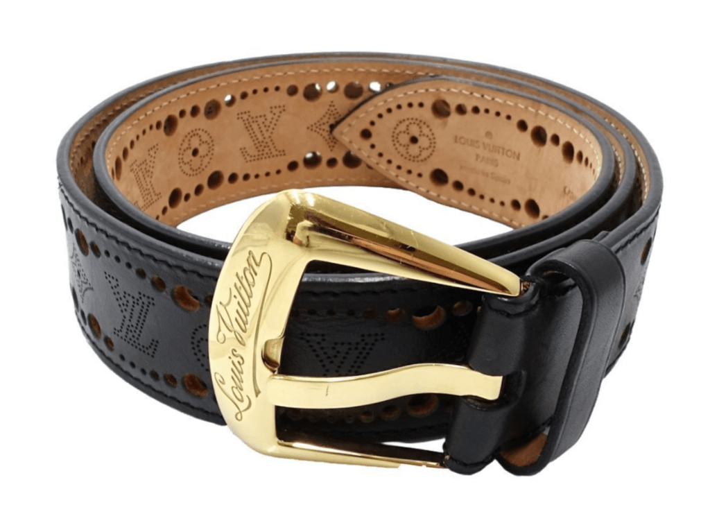 Phoenix Engraved Black Leather Belt Unisex, Perforated