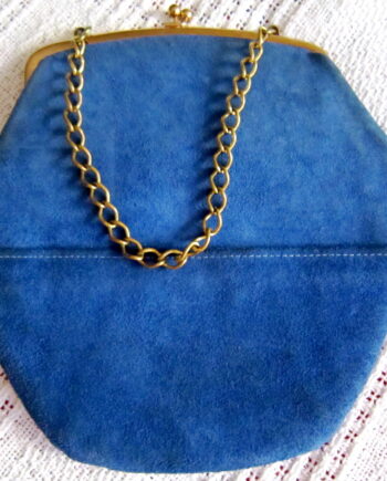 Triangle New York Blue Suede Kiss-Lock Handbag