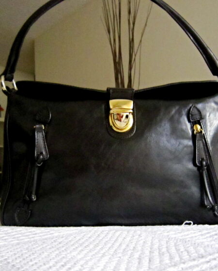 Valentina Black Leather Shoulder Bag