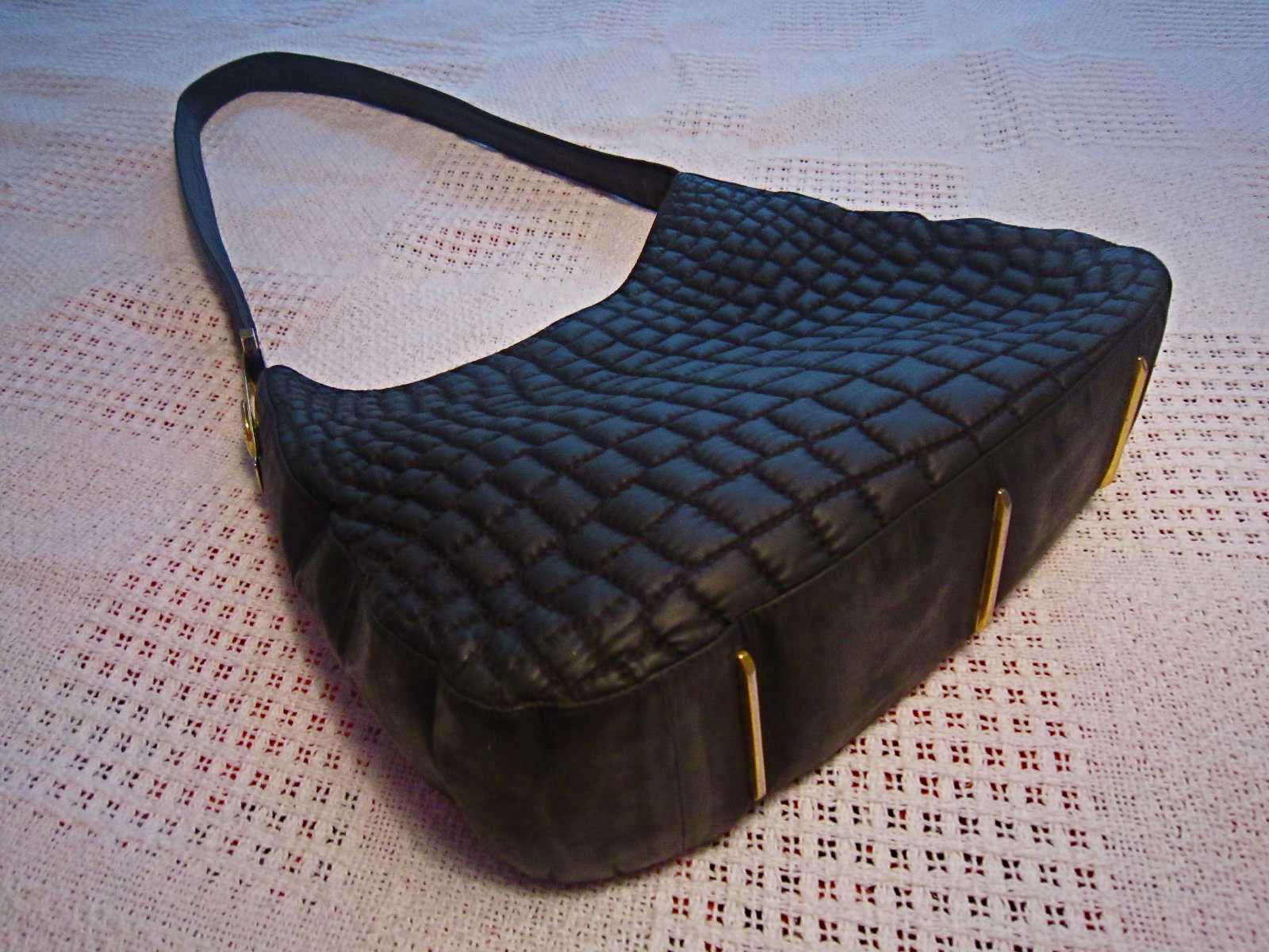 Valentino Orlandi Black Quilted Hobo Bag