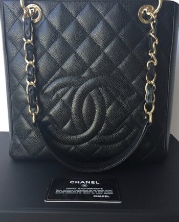 Chanel PST Black Caviar Petit Shopping Tote Bag