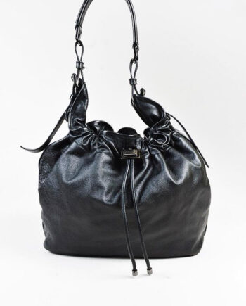 Burberry Black Leather "Warrior" Drawstring Tote