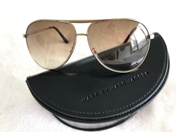 Marc Jacobs Gold + Brown Aviator Sunglasses
