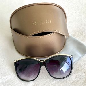 Gucci Oversized Black and Gold Sunglasses