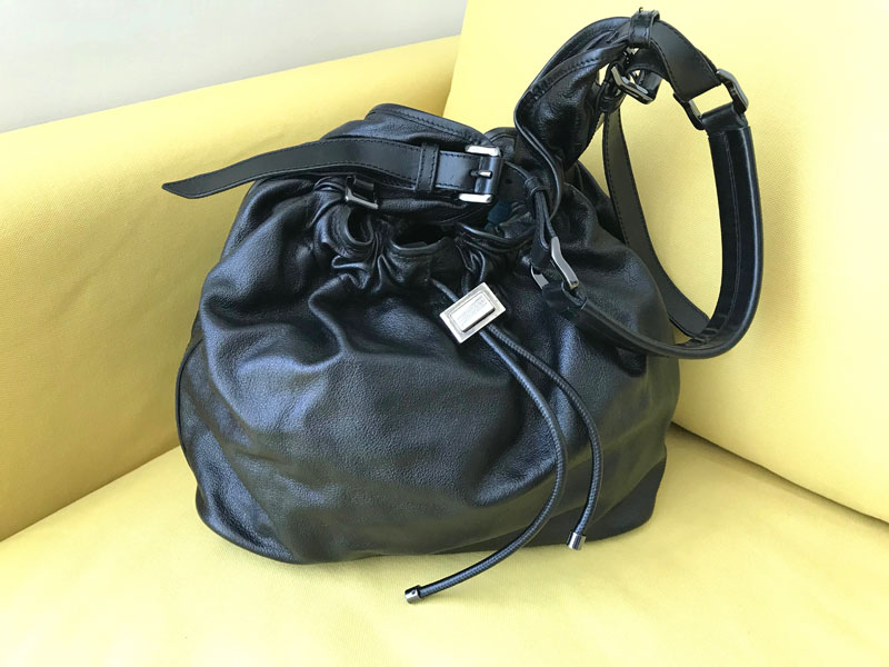 Burberry, Bags, Vintage Burberry Drawstring Large Leather Tote
