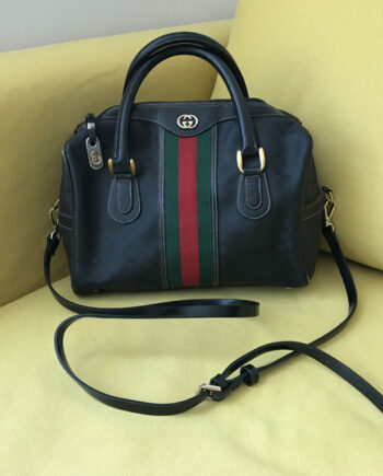 Vintage Gucci Black Signature Boston Bag