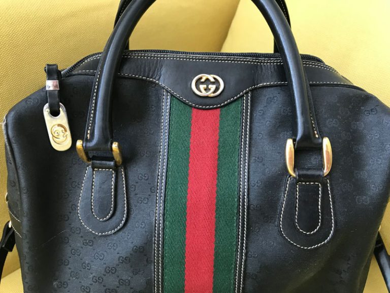 Vintage Gucci Black Signature Boston Bag