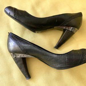 Exclusive Fendi Signature Peep Toe High Leather Heels