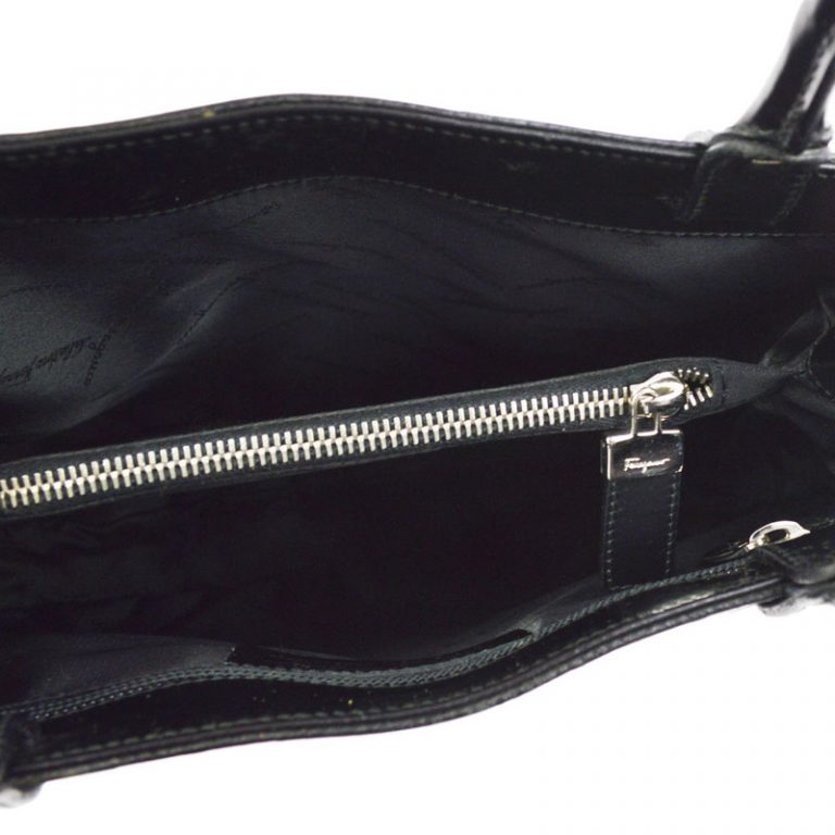 Salvatore Ferragamo Vintage Black Leather Gancini Shoulder Bag