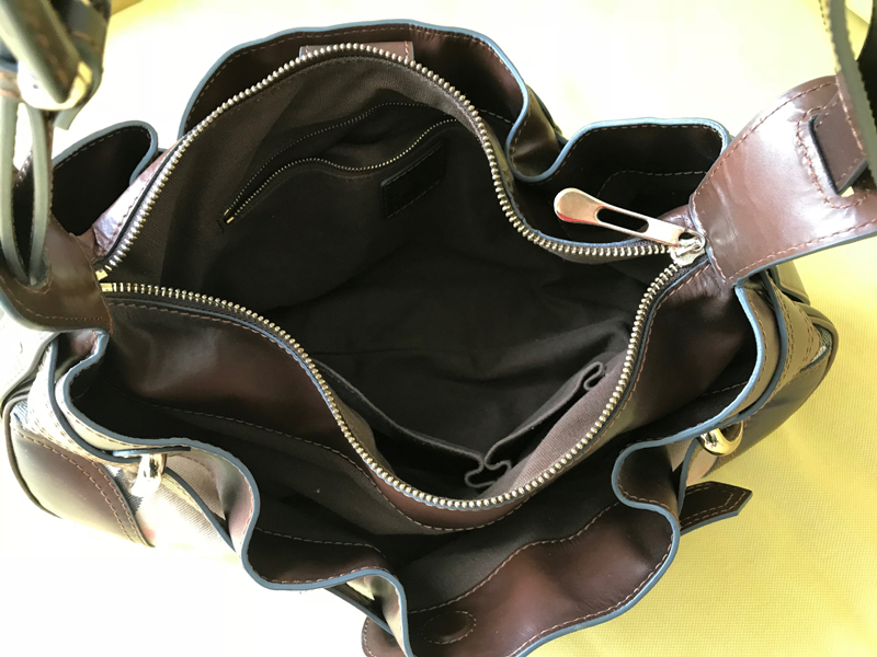 Burberry Check Canvas & Brown Leather Hobo Bag