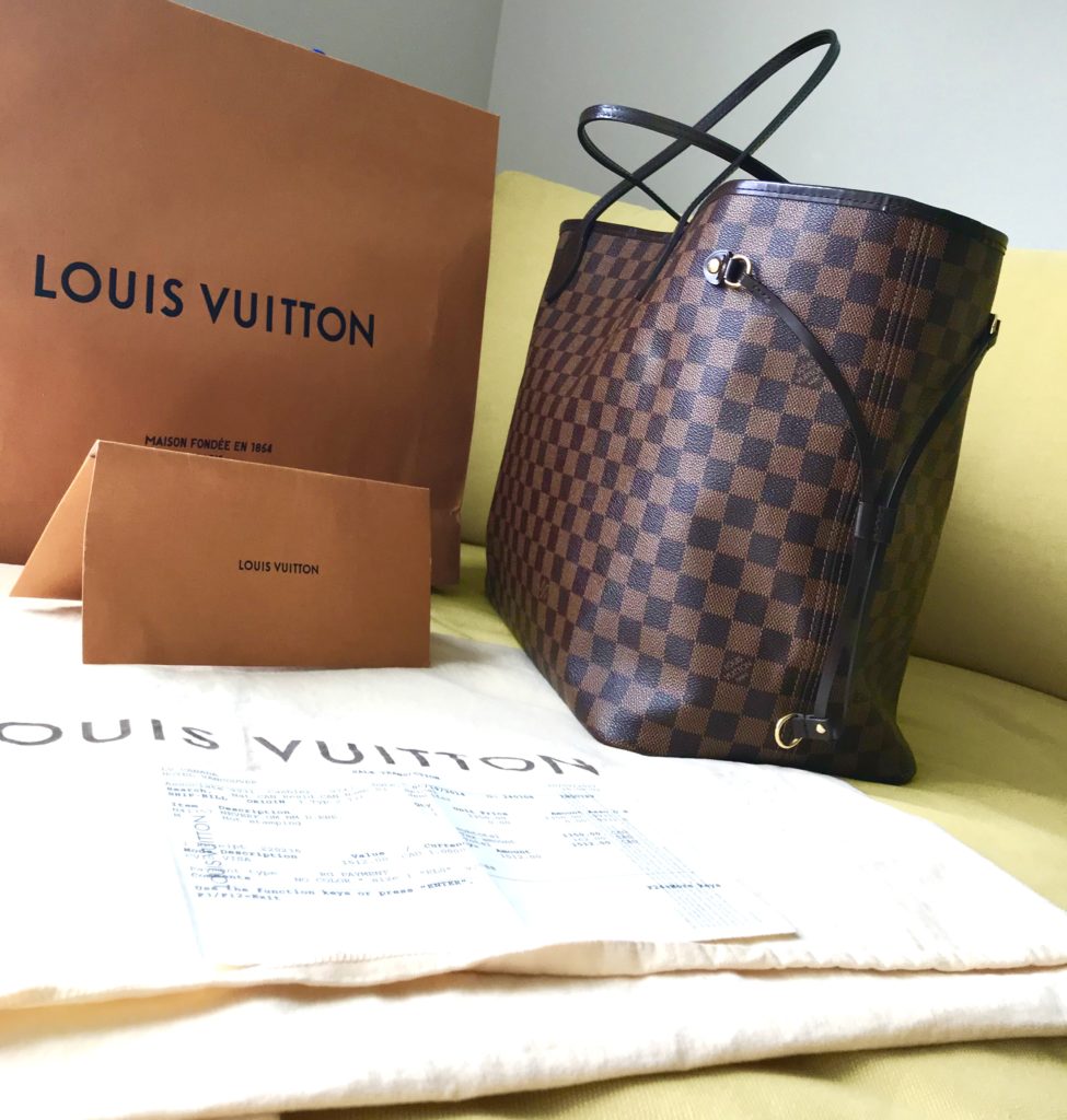 Louis Vuitton Neverfull GM Damier Ebene Tote Handbag