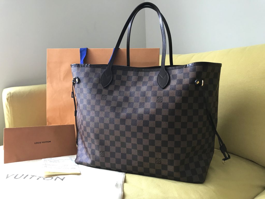 Louis Vuitton Neverfull GM Damier Ebene Tote Handbag