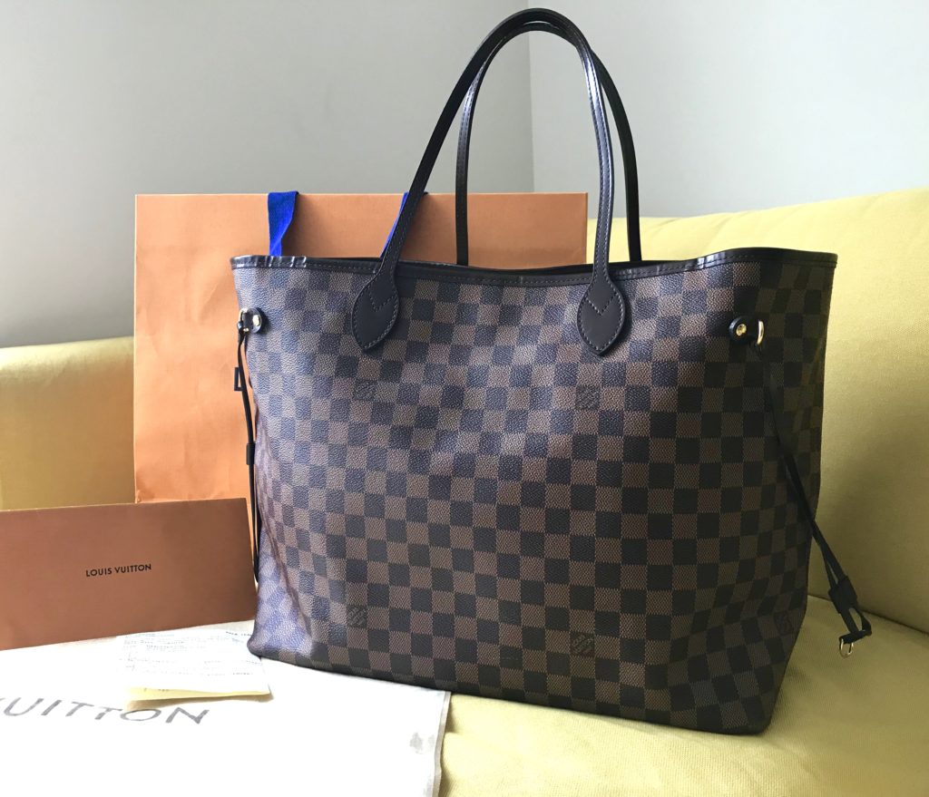 Louis Vuitton Neverfull GM Damier Ebene Tote Handbag