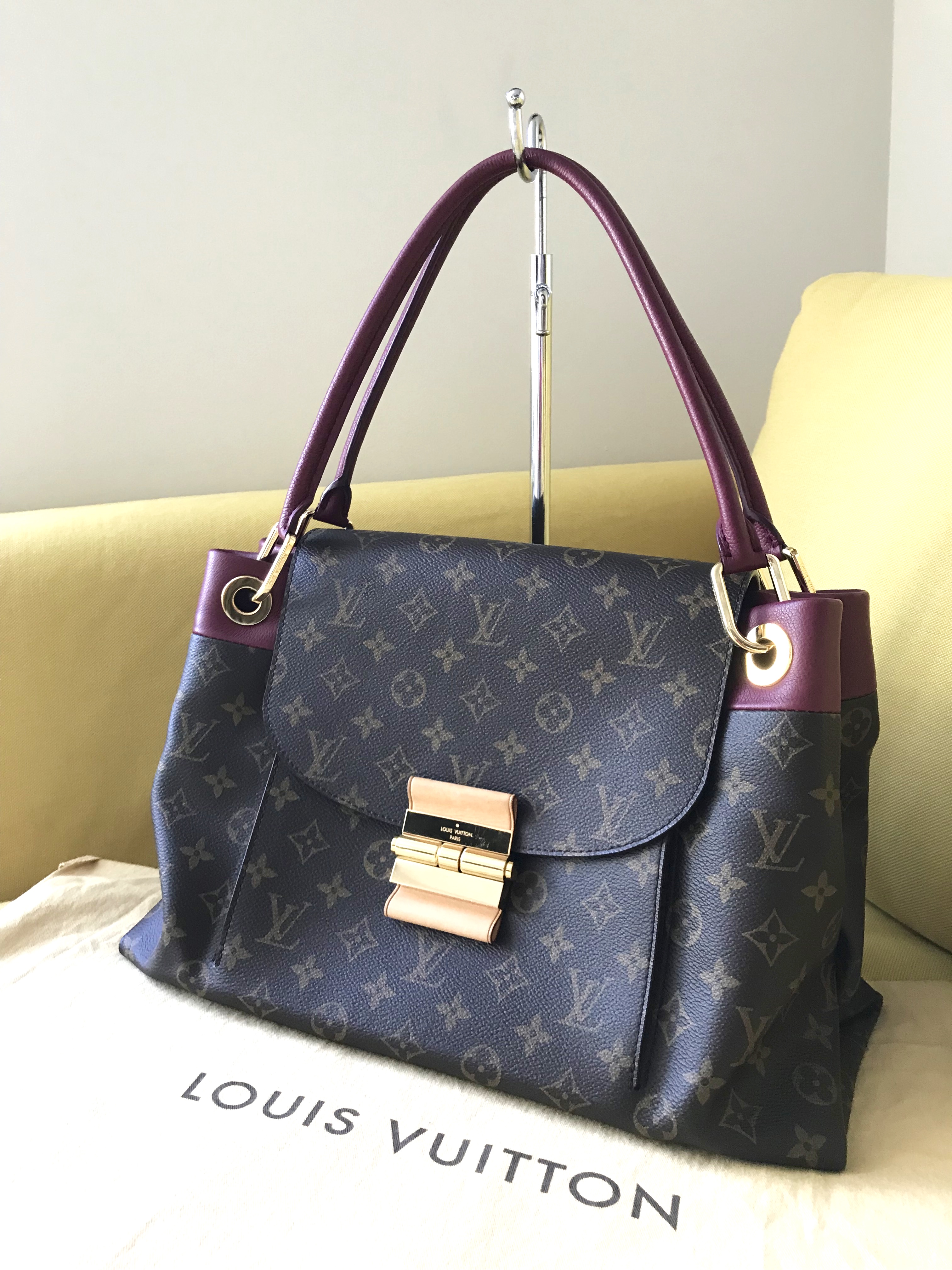 Auth Louis Vuitton Olympe Mm Purple Brown #2582L85
