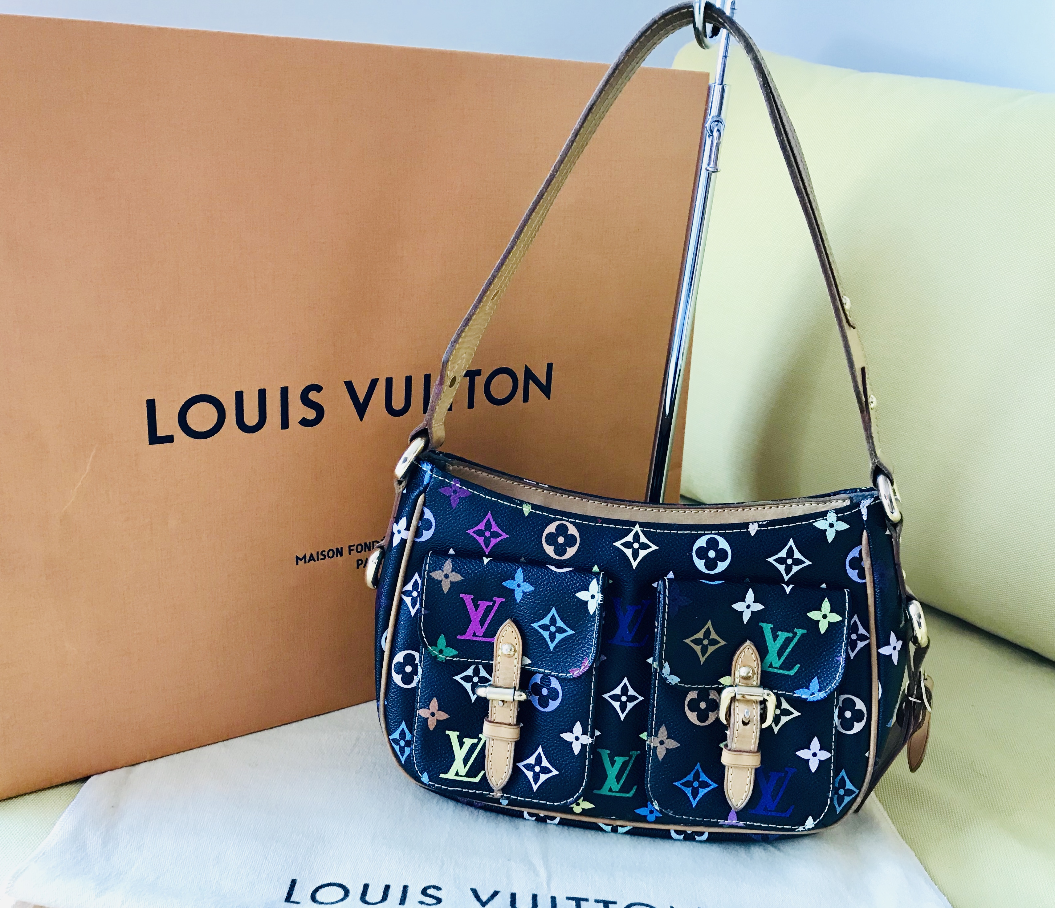 Louis Vuitton Handbag Monogram Multicolor Black Lodge Pm Shoulder Bag