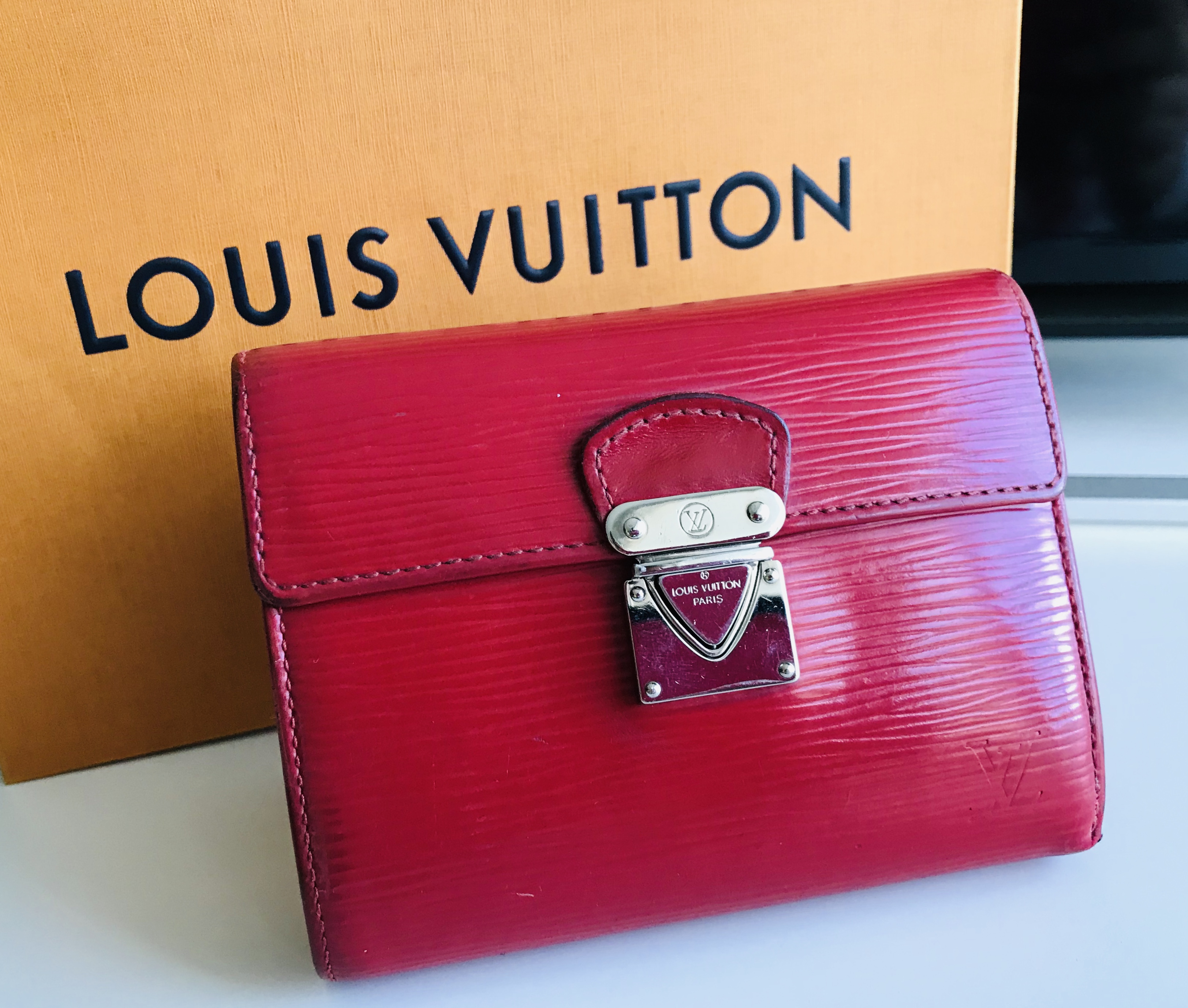 Louis Vuitton Red Epi leather small wallet, Luxury, Bags & Wallets