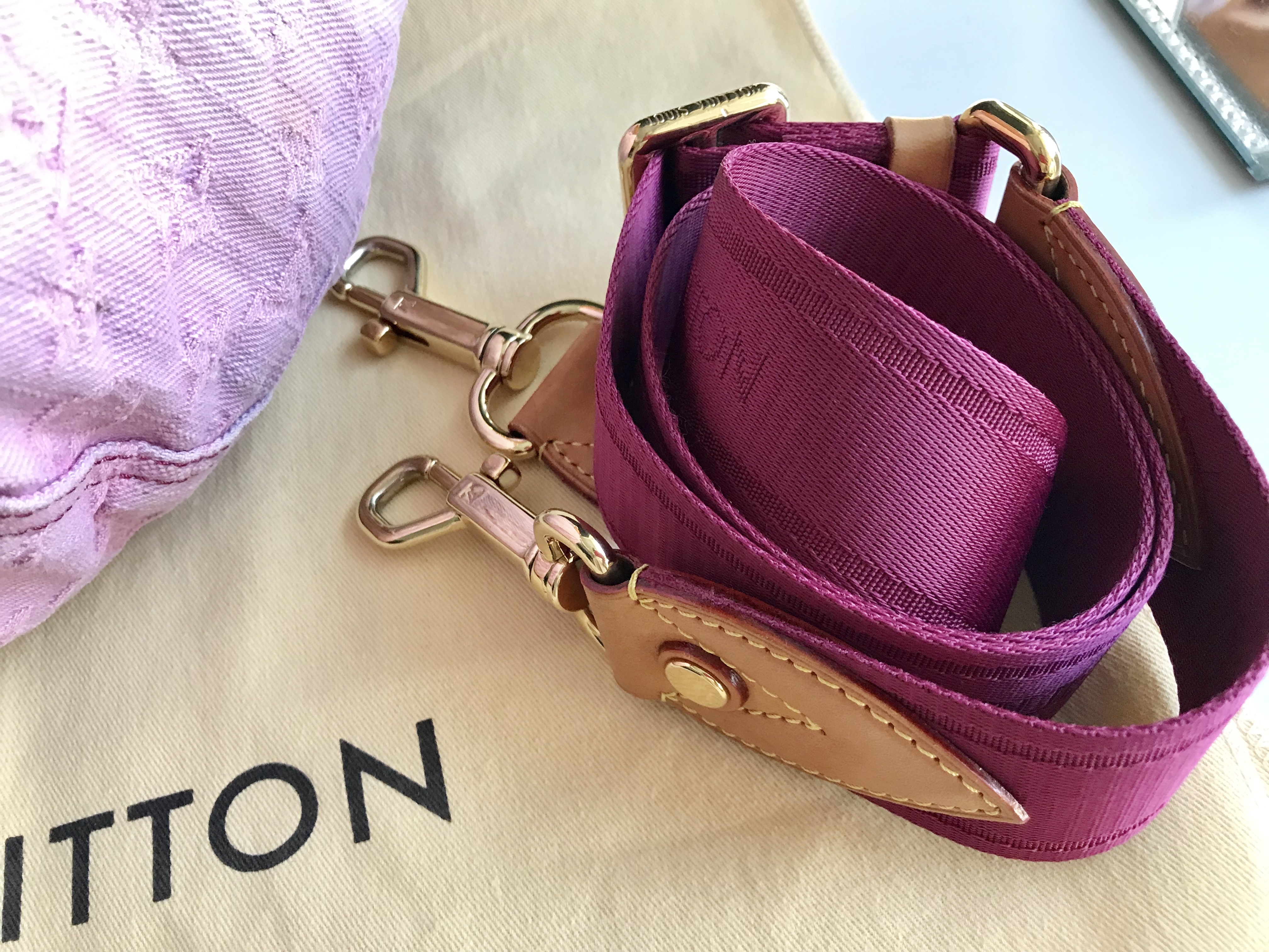 Louis Vuitton Limited Edition Rose Purple Monogram Denim Sunshine NM Bag -  Yoogi's Closet