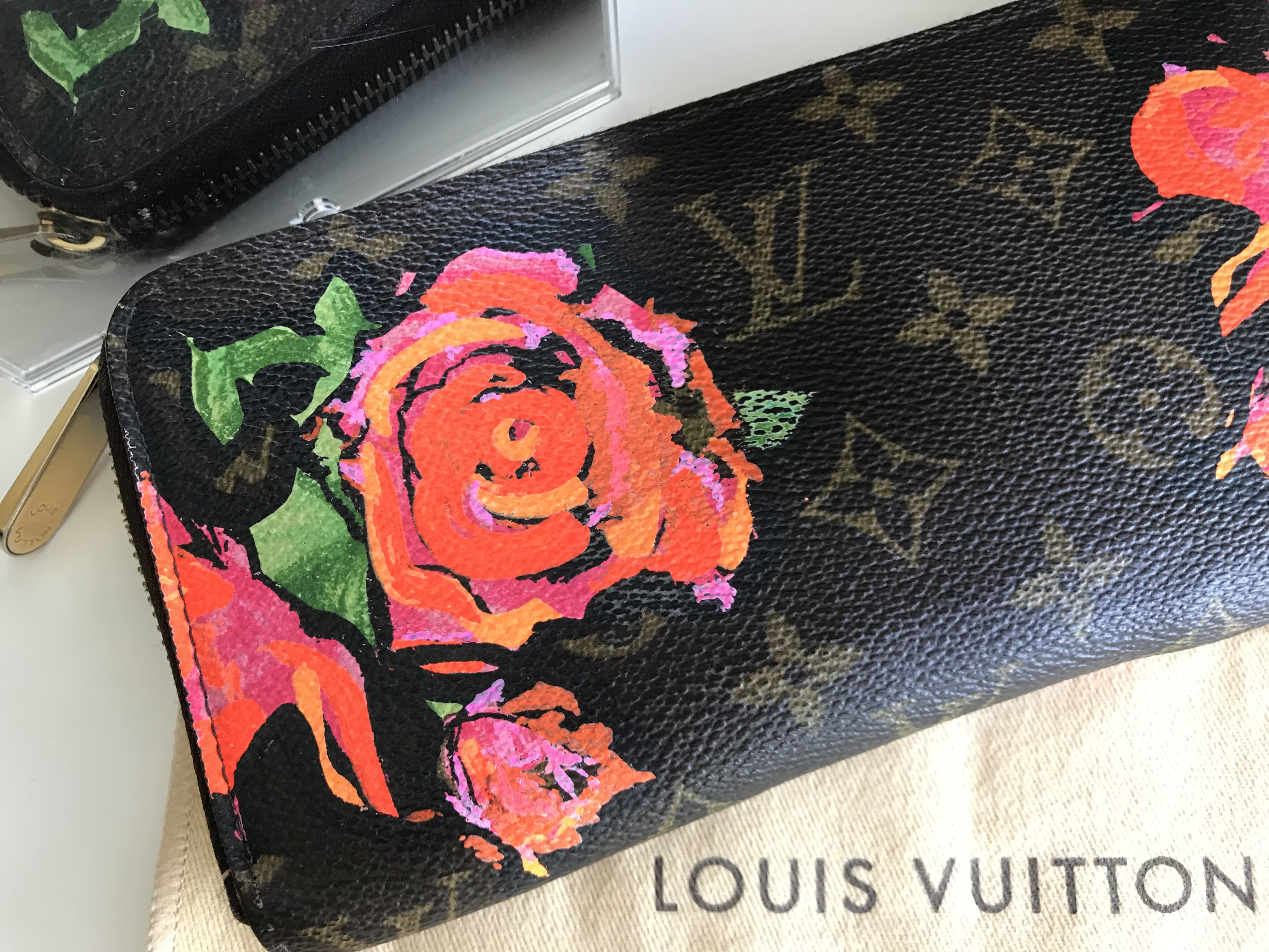 Louis Vuitton Stephen Sprouse Roses Zippy Wallet Monogram-Louis Vuitton  Graffiti Peach Porte-Monnaie Wallet-RELOVE DELUXE