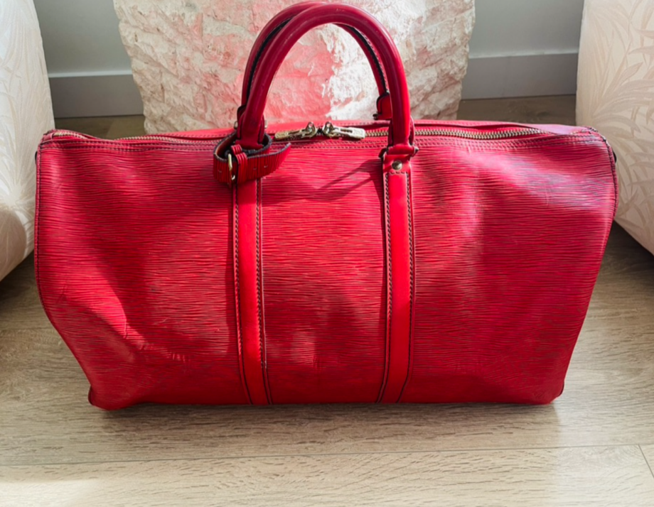 AUTHENTIC PRE OWNED LOUIS VUITTON RED EPI Leather KEEPALL 50