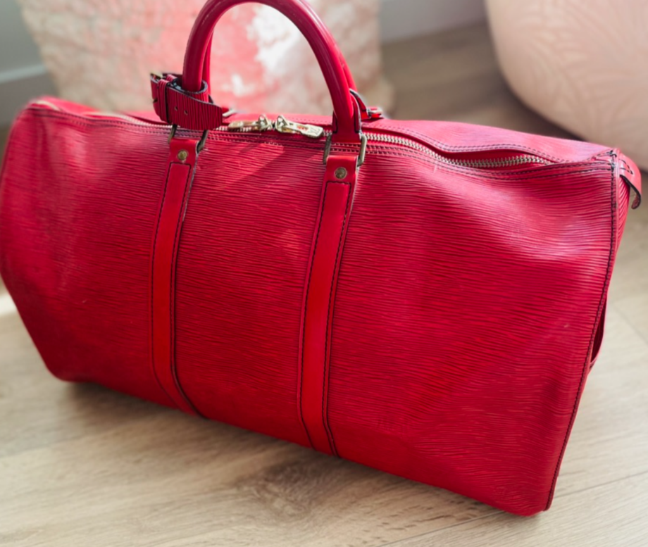 AUTHENTIC PRE OWNED LOUIS VUITTON RED EPI Leather KEEPALL 50