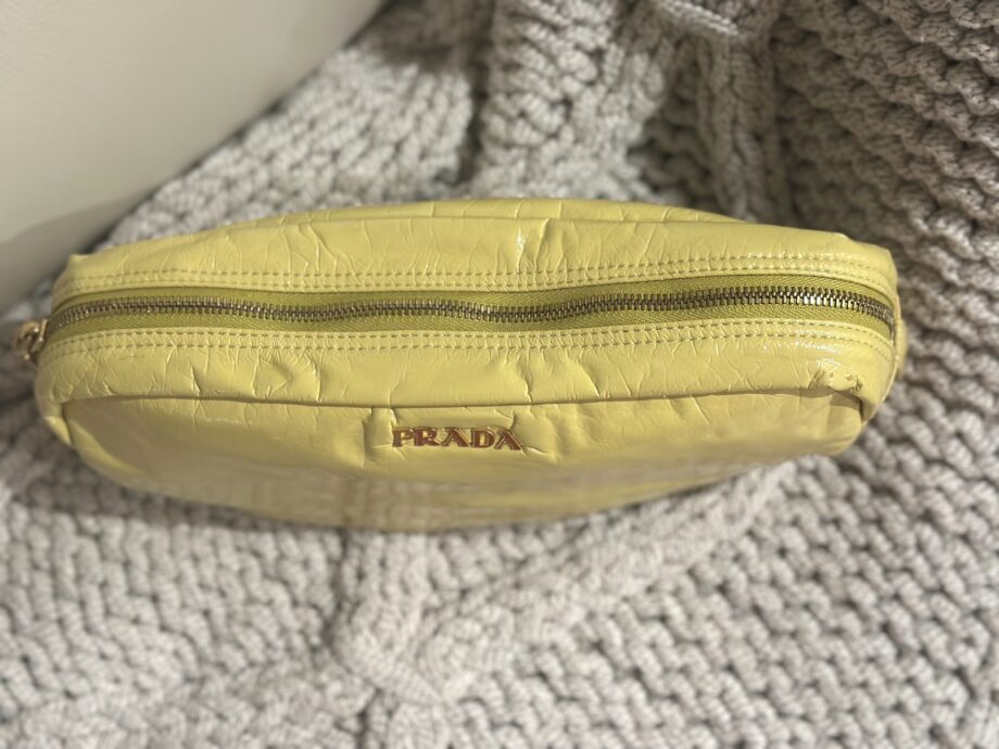 Prada Vernice Patent Cosmetic Pouch in Ananas Yellow accessories, travel organizer