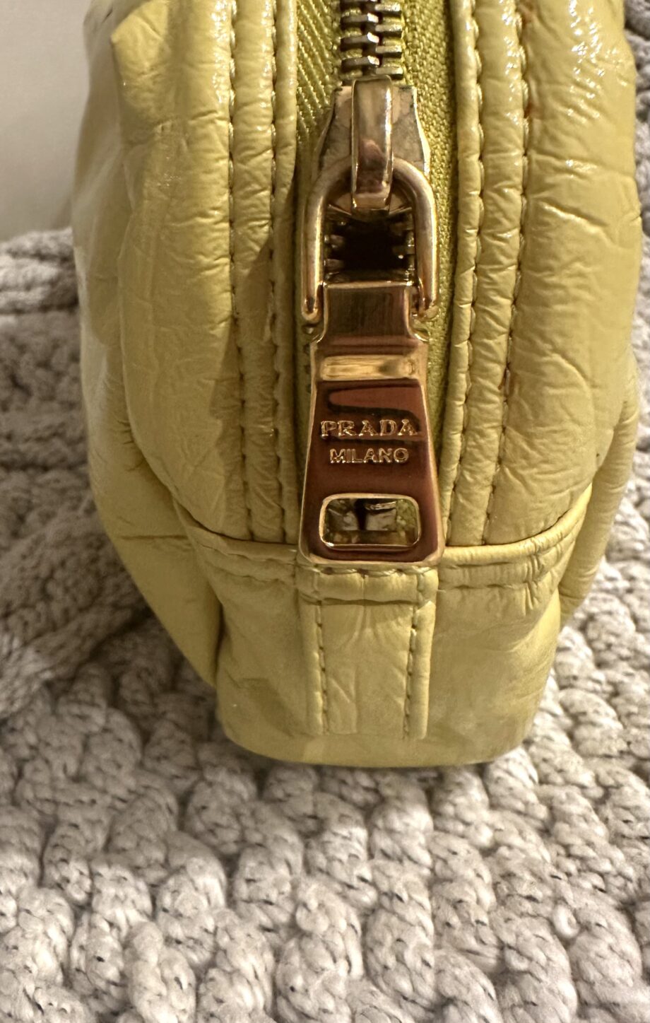 Prada Vernice Patent Cosmetic Pouch in Ananas Yellow accessories, travel organizer