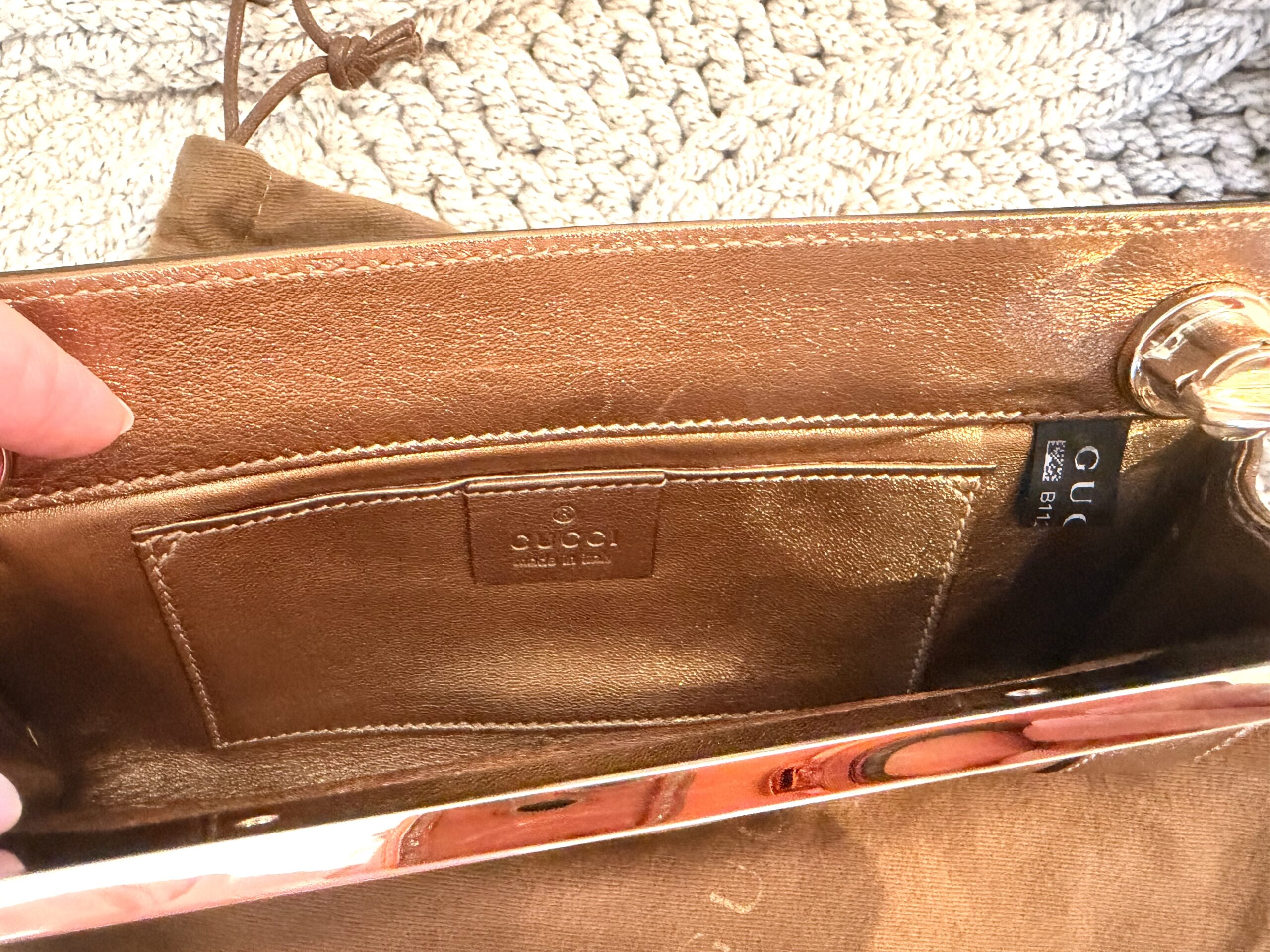 Gucci Starlight Britt Metallic Bronze Leather GG Gold-Tone Frame Clutch — image 10