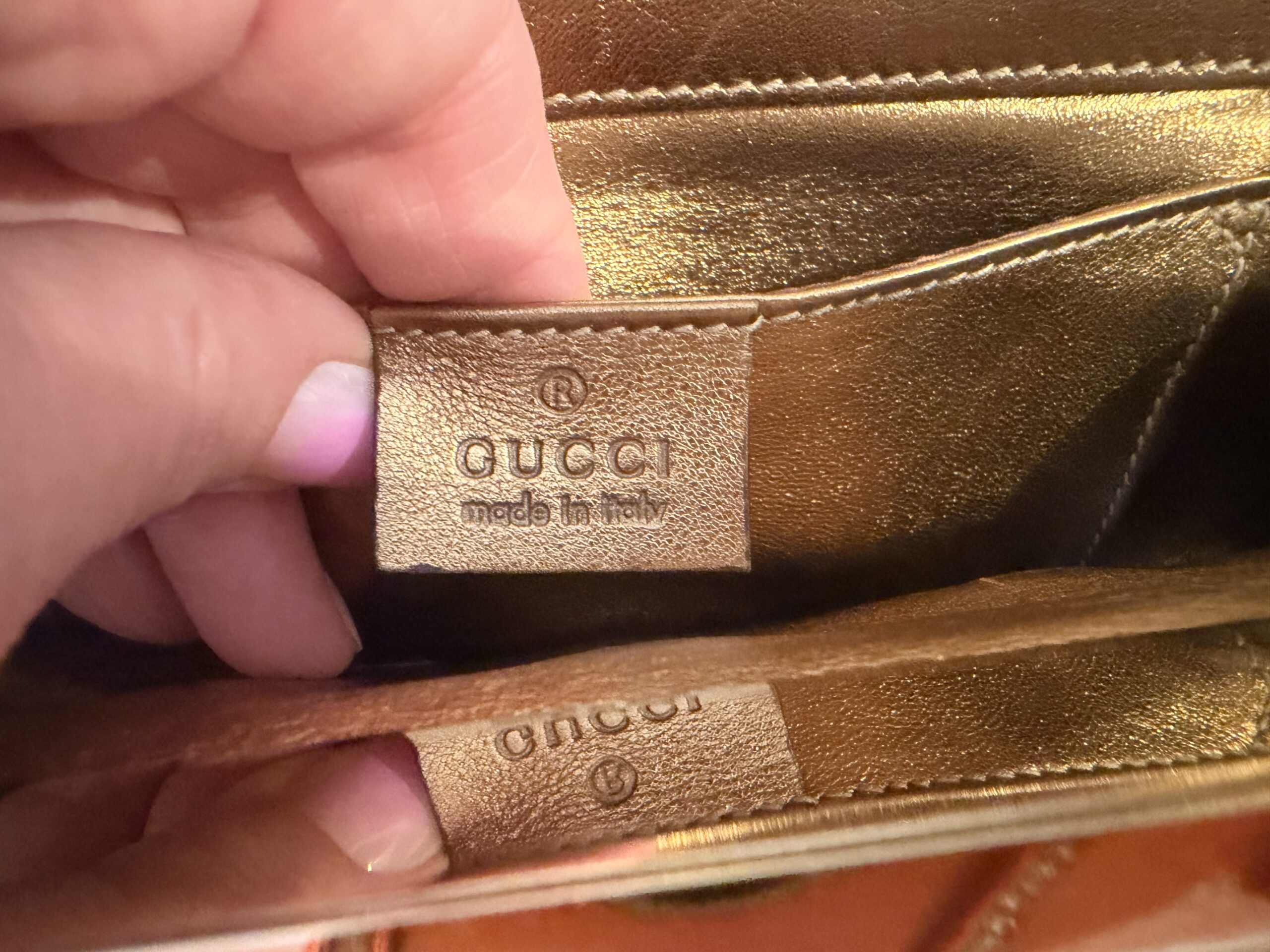 Gucci Starlight Britt Metallic Bronze Leather GG Gold-Tone Frame Clutch — image 11