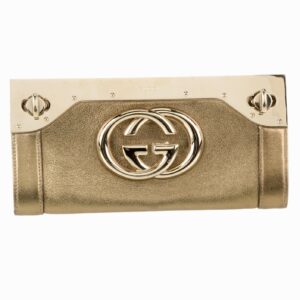 Gucci Starlight Britt Metallic Bronze Leather GG Gold-Tone Frame Clutch — image 12