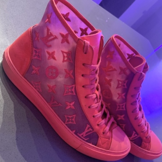 Pink Monogram Tattoo Line Mesh Sneakers