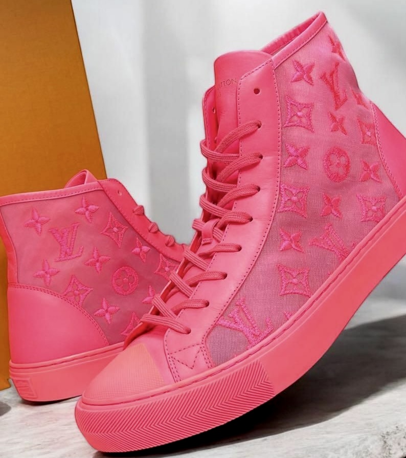 Pink Monogram Tattoo Line Mesh Sneakers — image 2