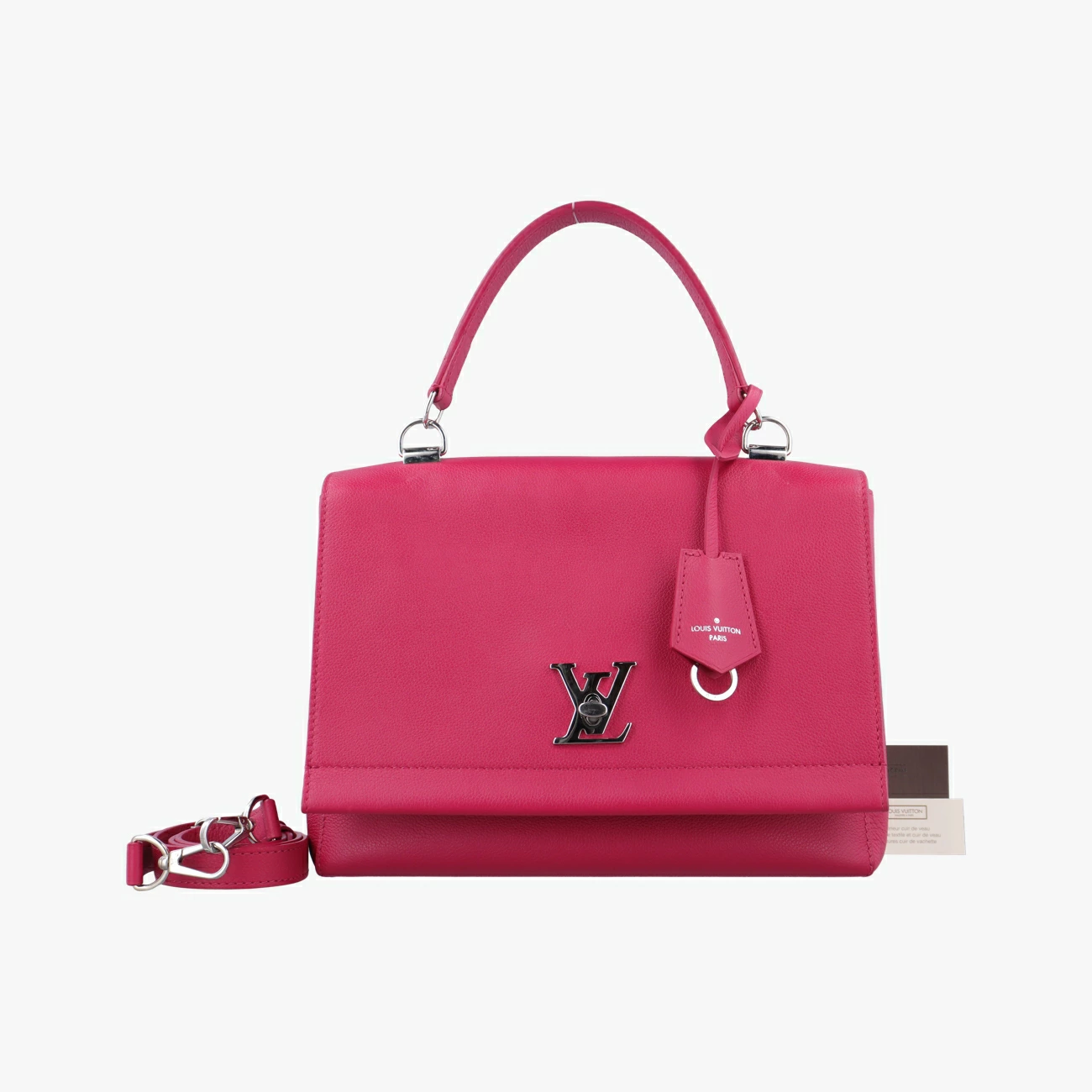 Fuchsia-Pink Dahlia Calfskin Leather LockMe 2 Top Handle — image 4