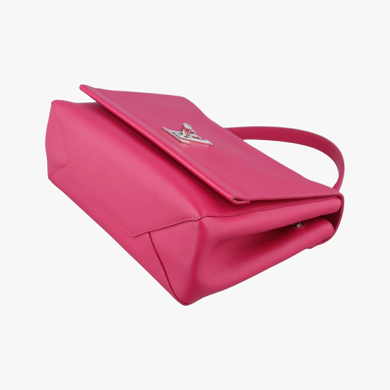 Fuchsia-Pink Dahlia Calfskin Leather LockMe 2 Top Handle — image 7