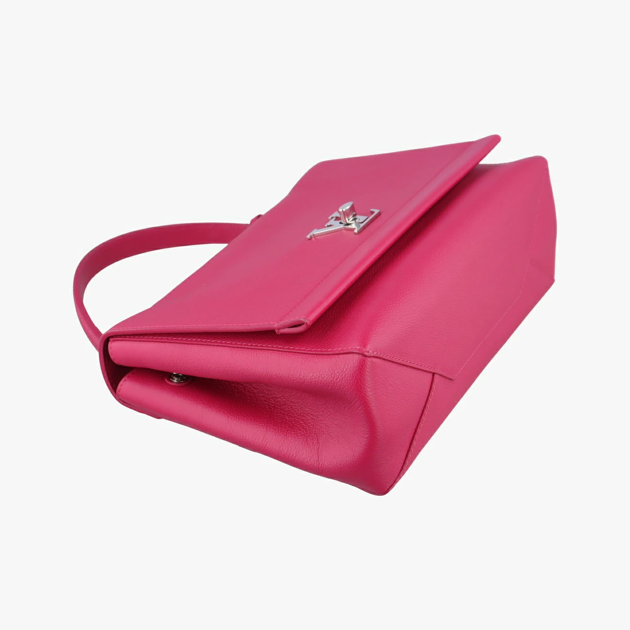 Fuchsia-Pink Dahlia Calfskin Leather LockMe 2 Top Handle — image 6