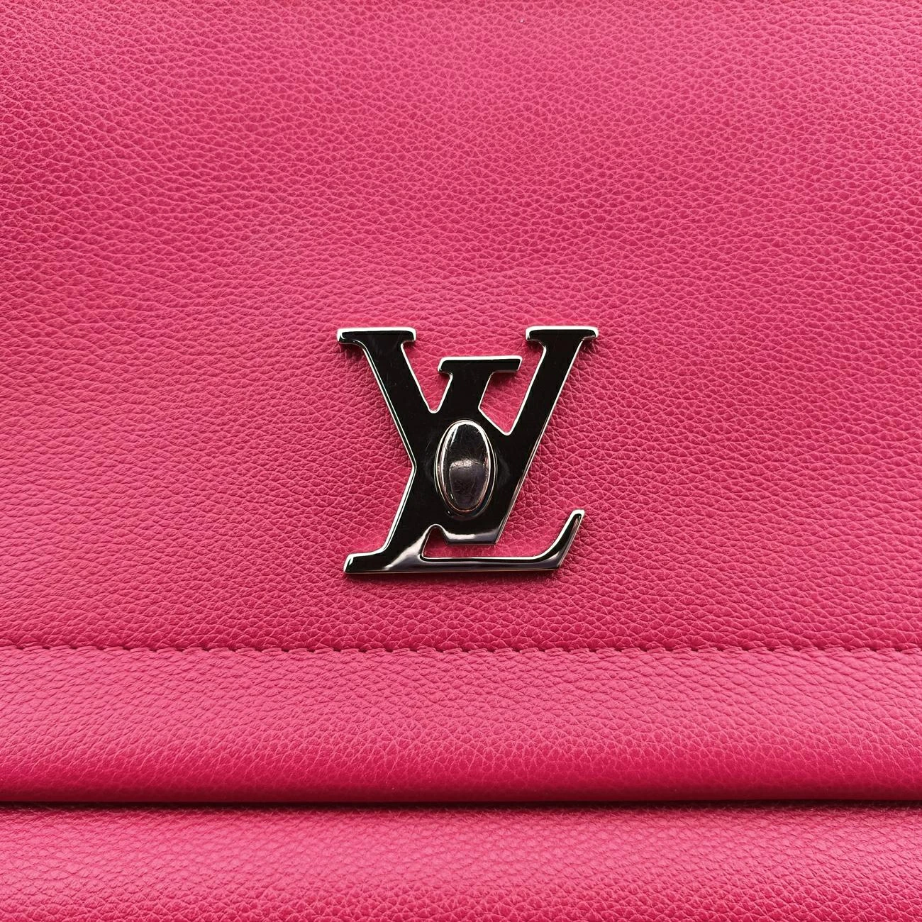 Fuchsia-Pink Dahlia Calfskin Leather LockMe 2 Top Handle — image 11