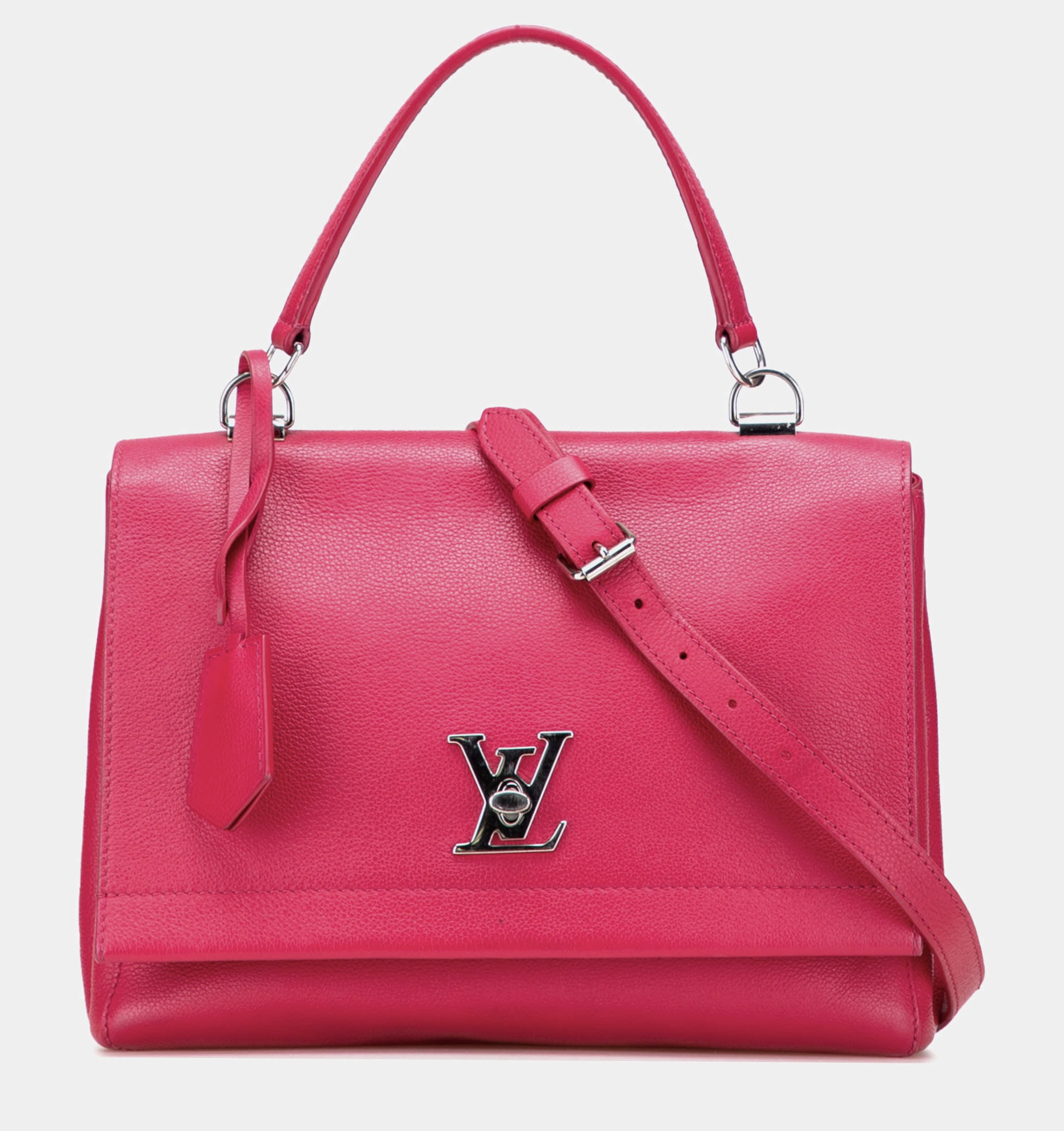 Fuchsia-Pink Dahlia Calfskin Leather LockMe 2 Top Handle