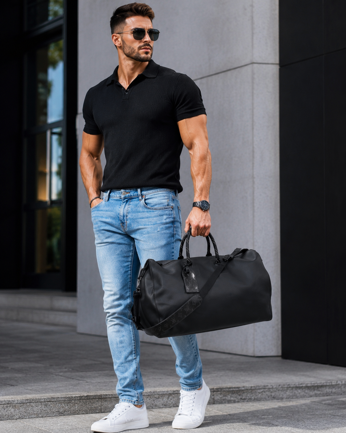 Boston Black Infinity Leather Keepall Bandouliere 50 — image 2