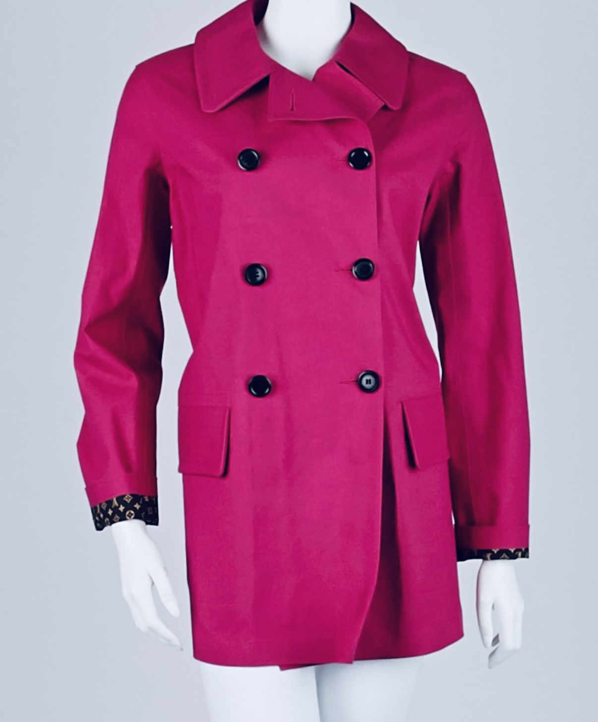 Hot Pink Cotton Mackintosh Double-Breasted Trench Coat — image 3