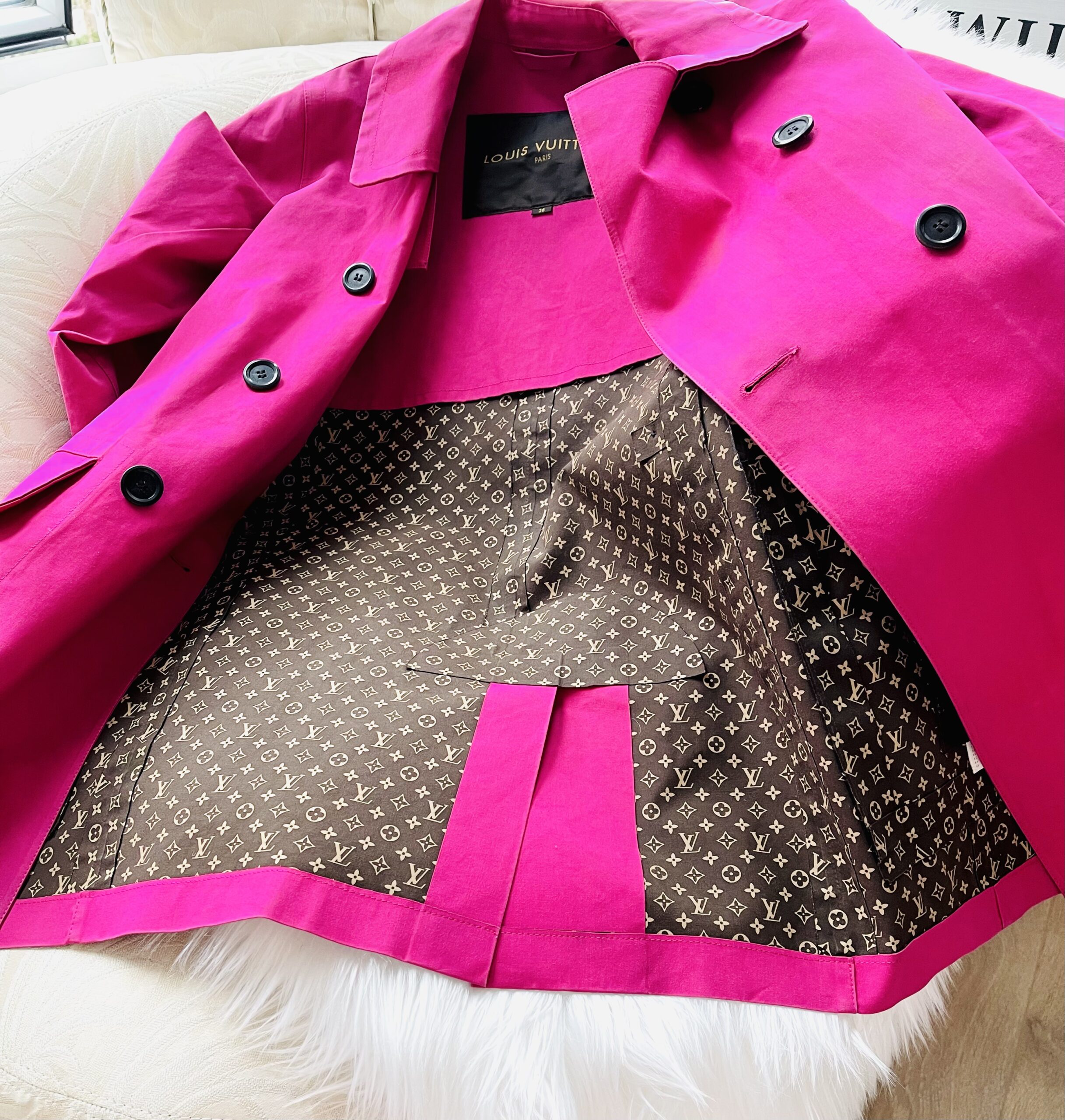 Hot Pink Cotton Mackintosh Double-Breasted Trench Coat — image 10