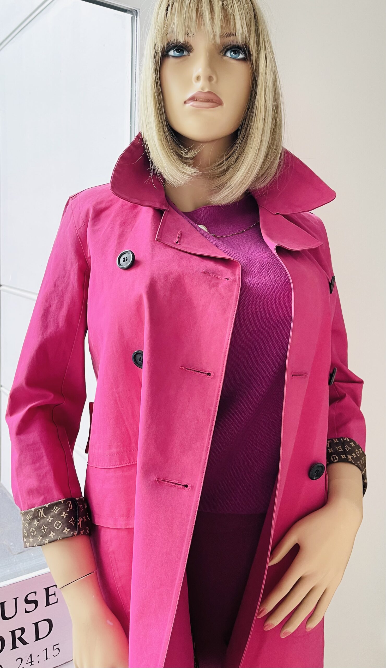 Hot Pink Cotton Mackintosh Double-Breasted Trench Coat — image 2