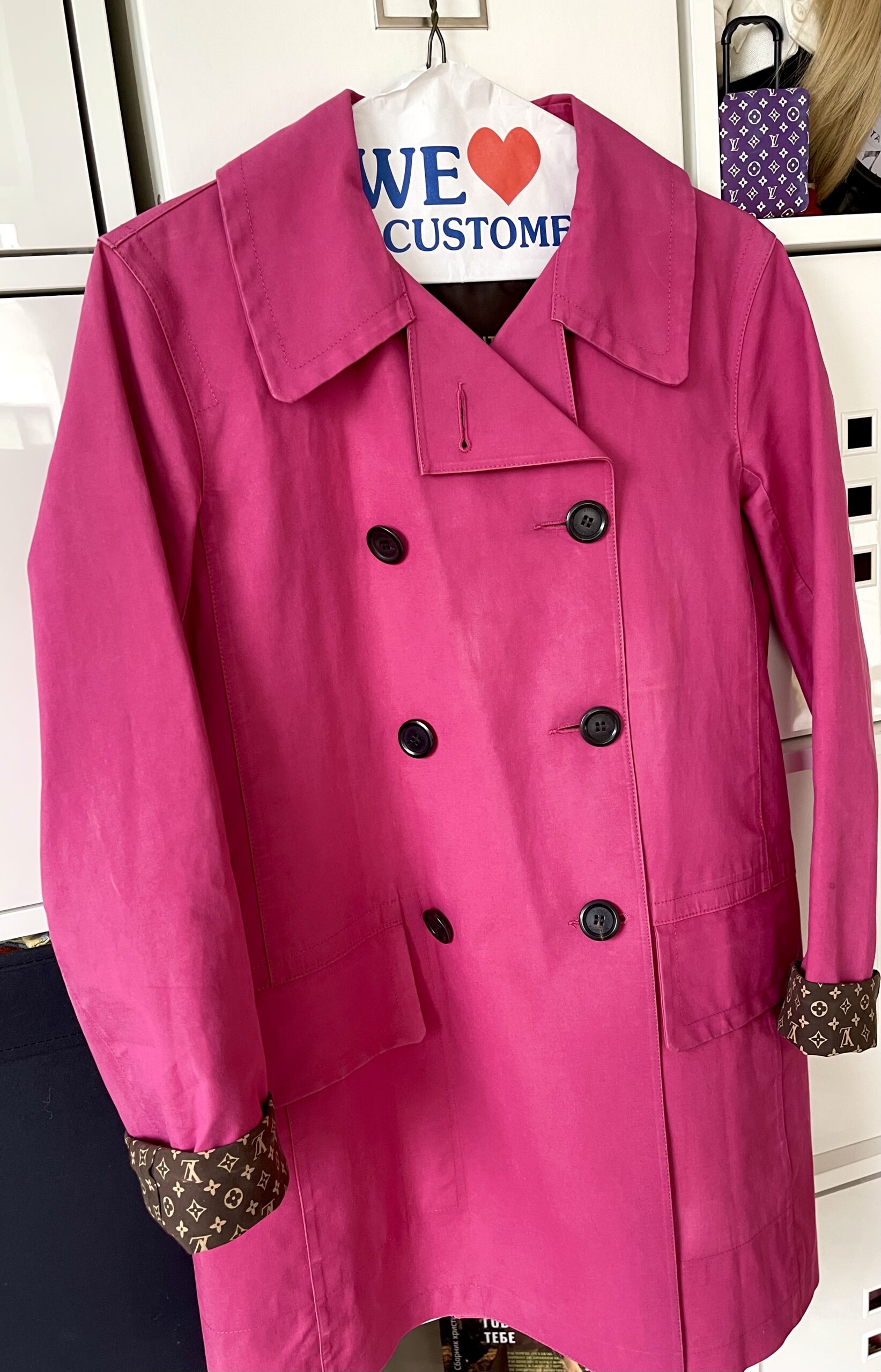 Hot Pink Cotton Mackintosh Double-Breasted Trench Coat — image 5