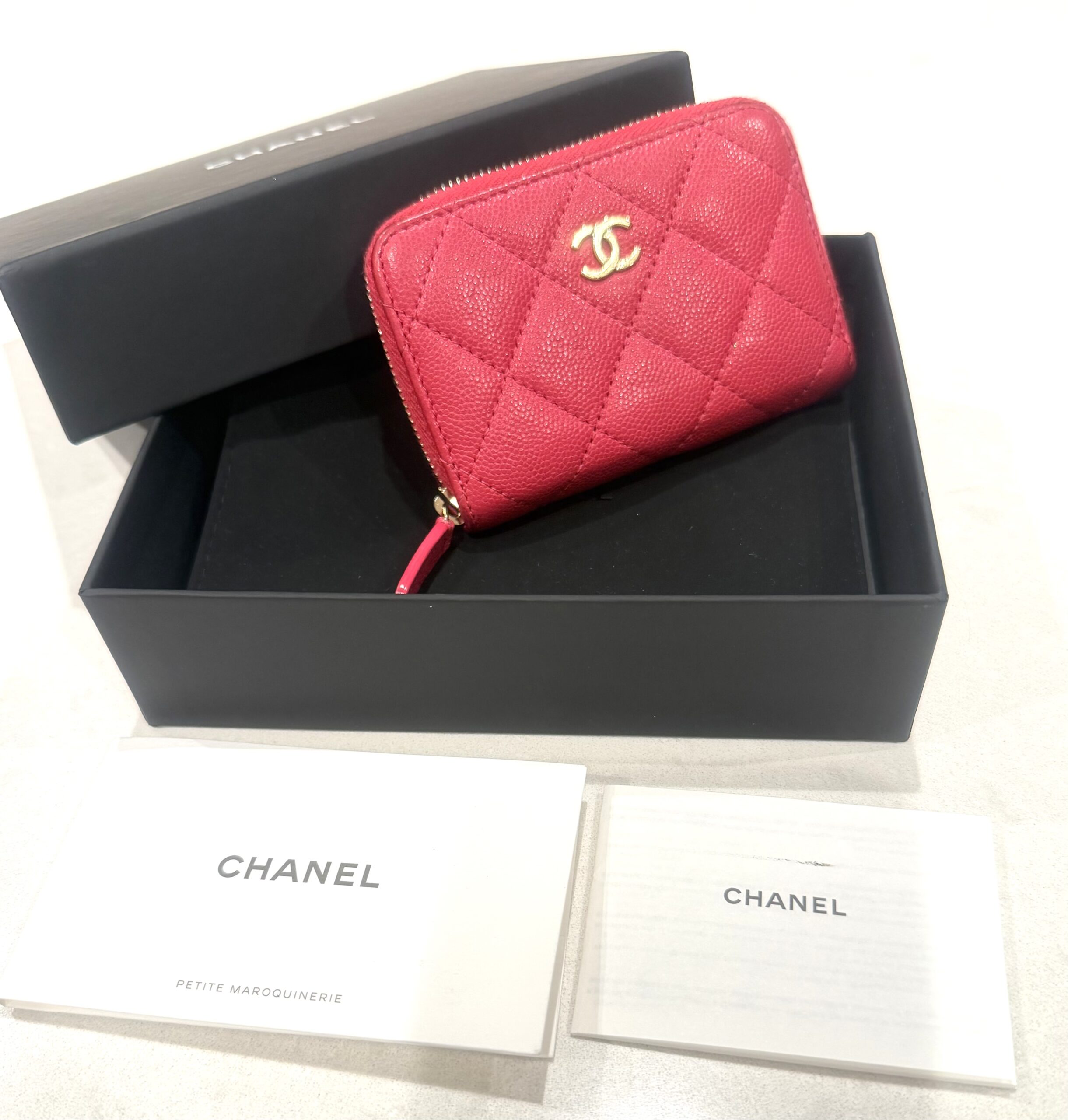 Chanel Pink Caviar Classic Zip Coin Purse/Gold CC — image 8