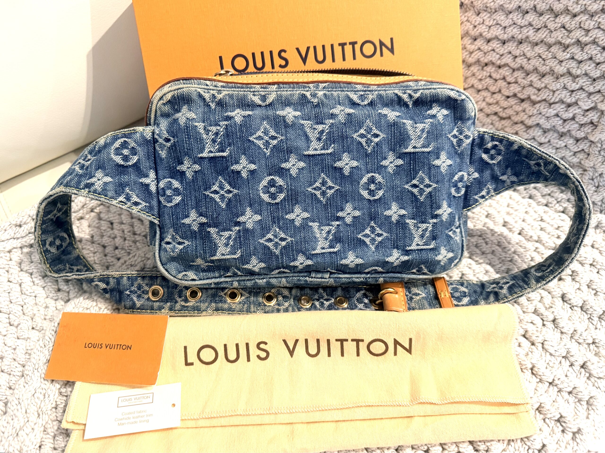 Monogram Blue Denim Waist Pouch Sling Bum Bag — image 12