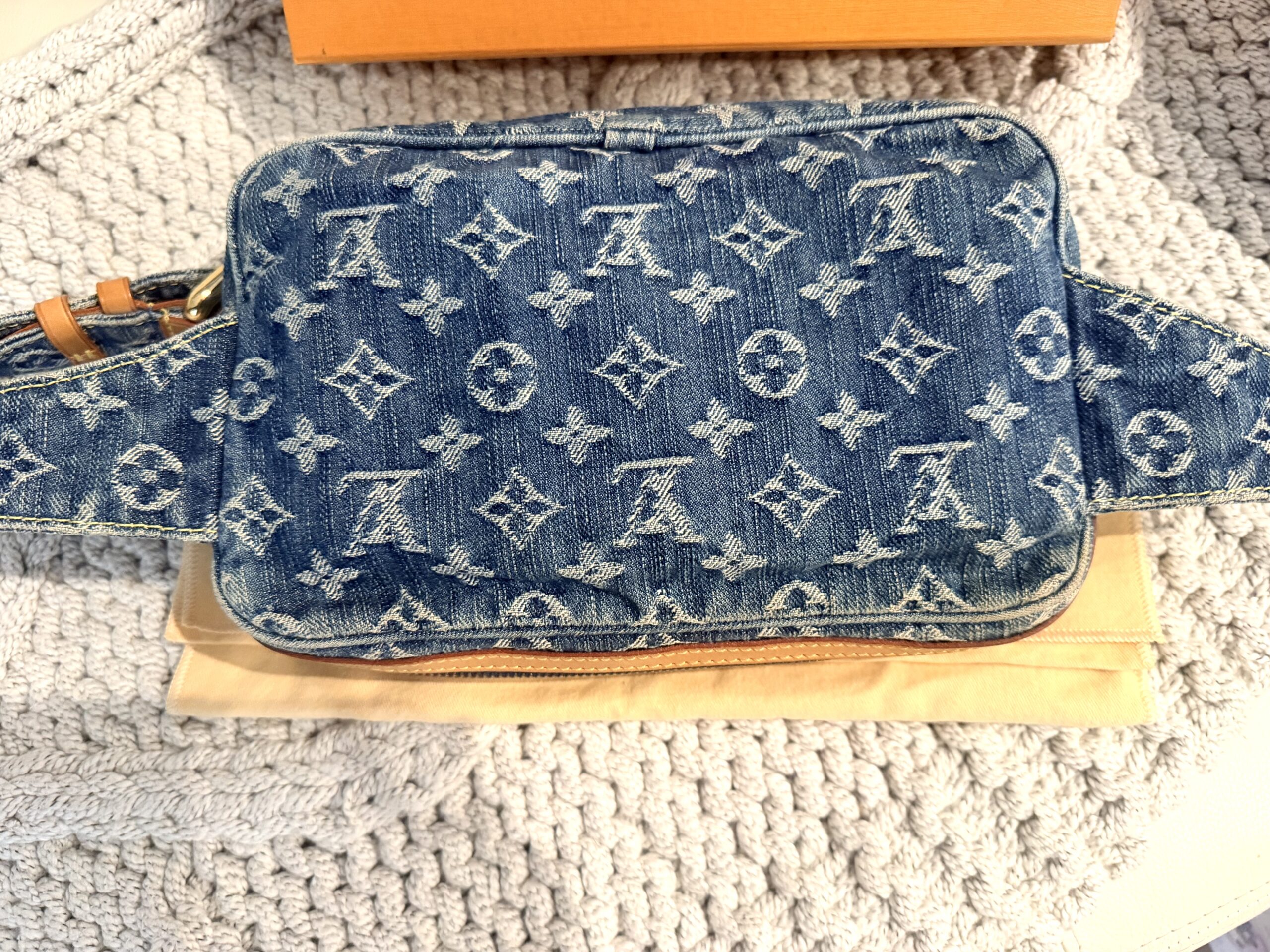 Monogram Blue Denim Waist Pouch Sling Bum Bag — image 17