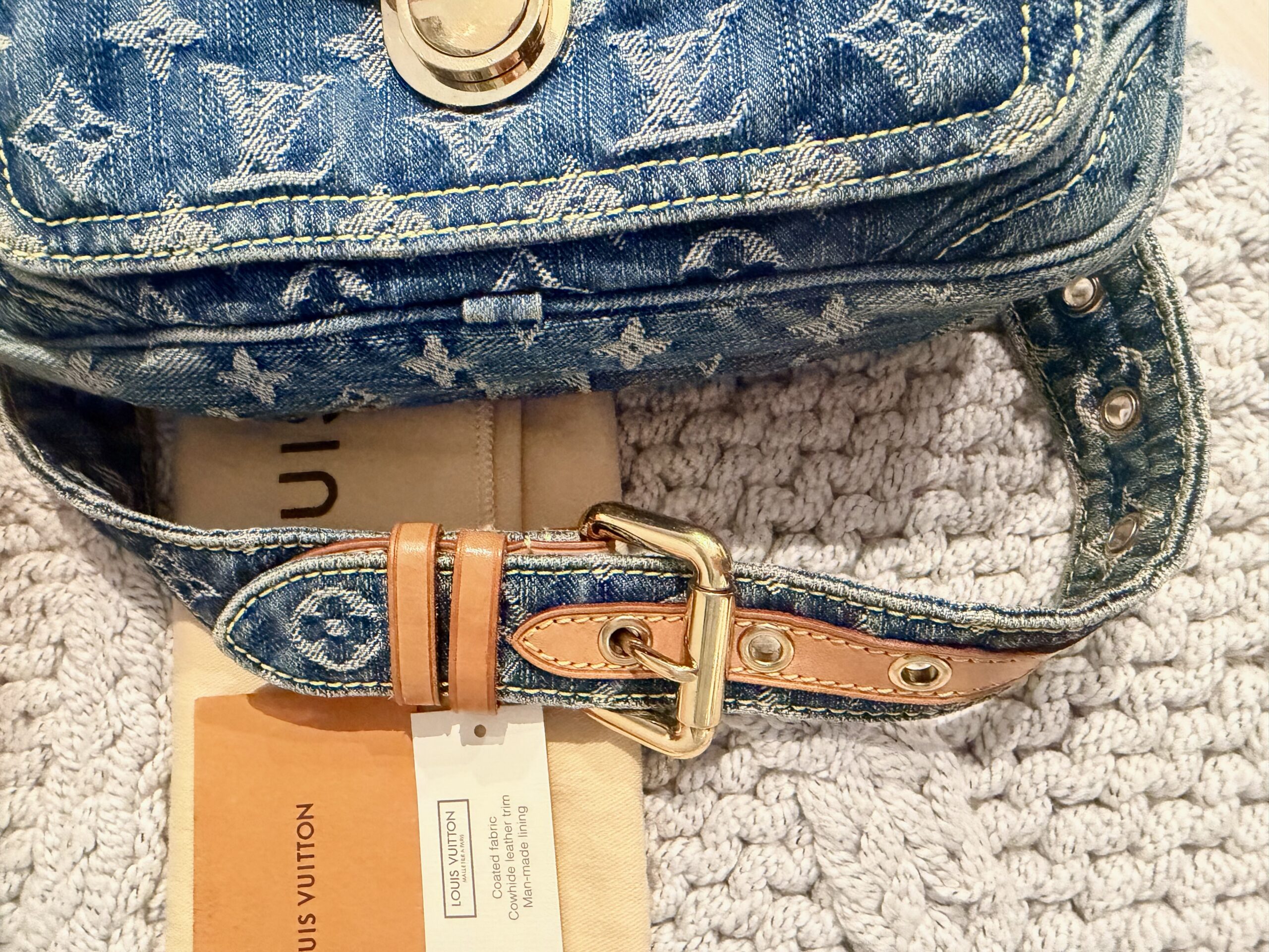 Monogram Blue Denim Waist Pouch Sling Bum Bag — image 16