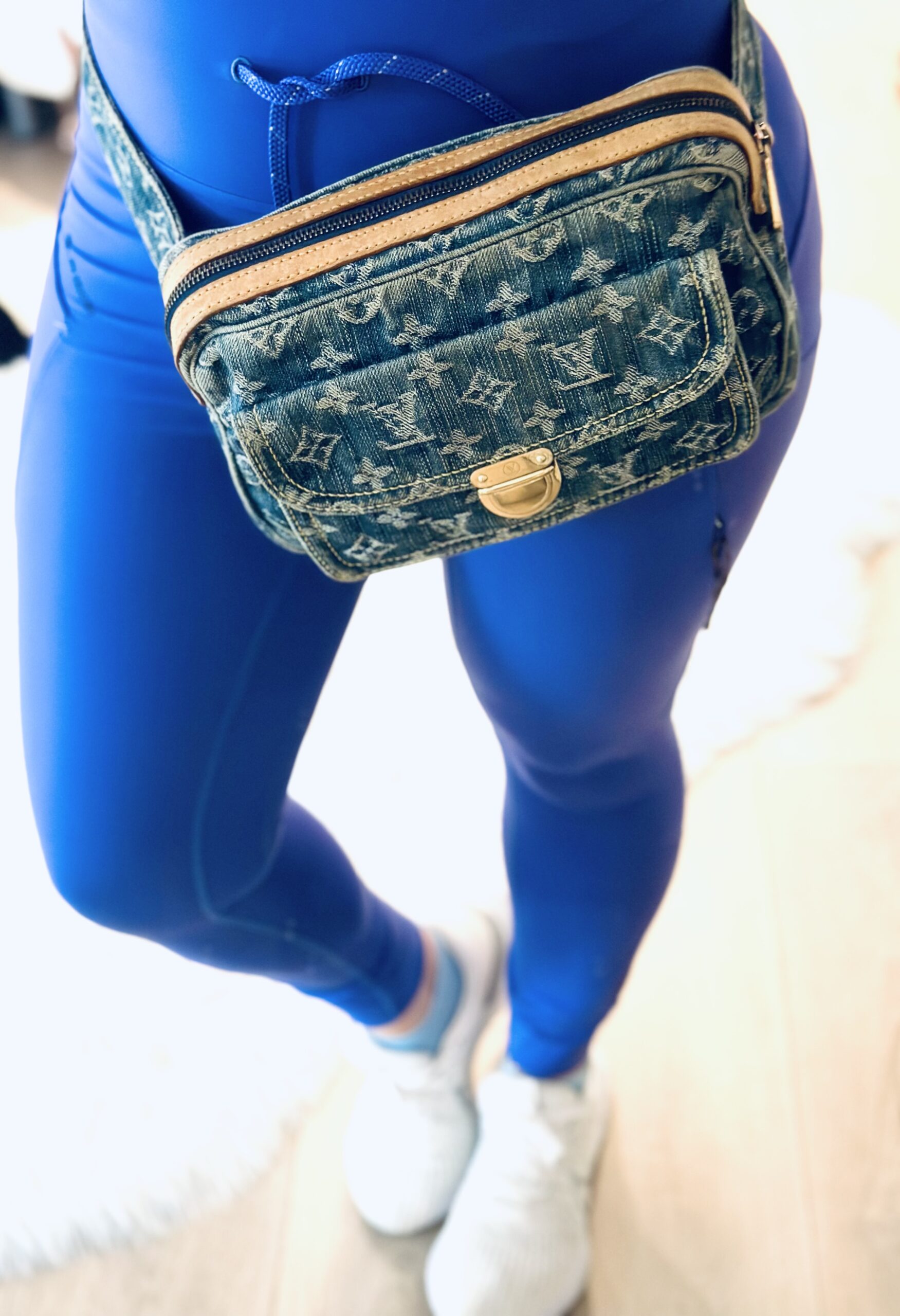 Monogram Blue Denim Waist Pouch Sling Bum Bag — image 4