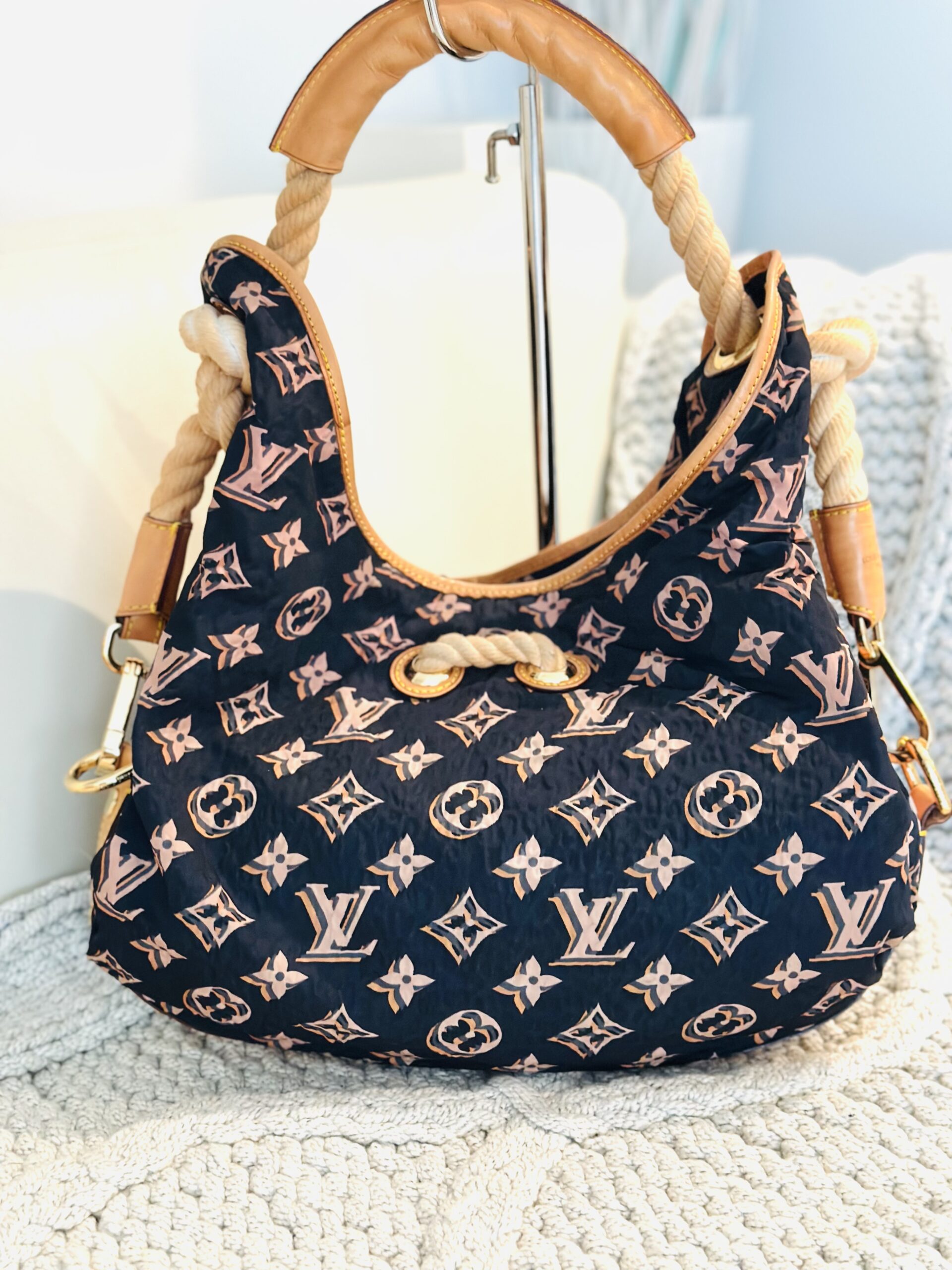 Monogram Cruise Bulles MM Navy Blue Hobo Handbag — image 4