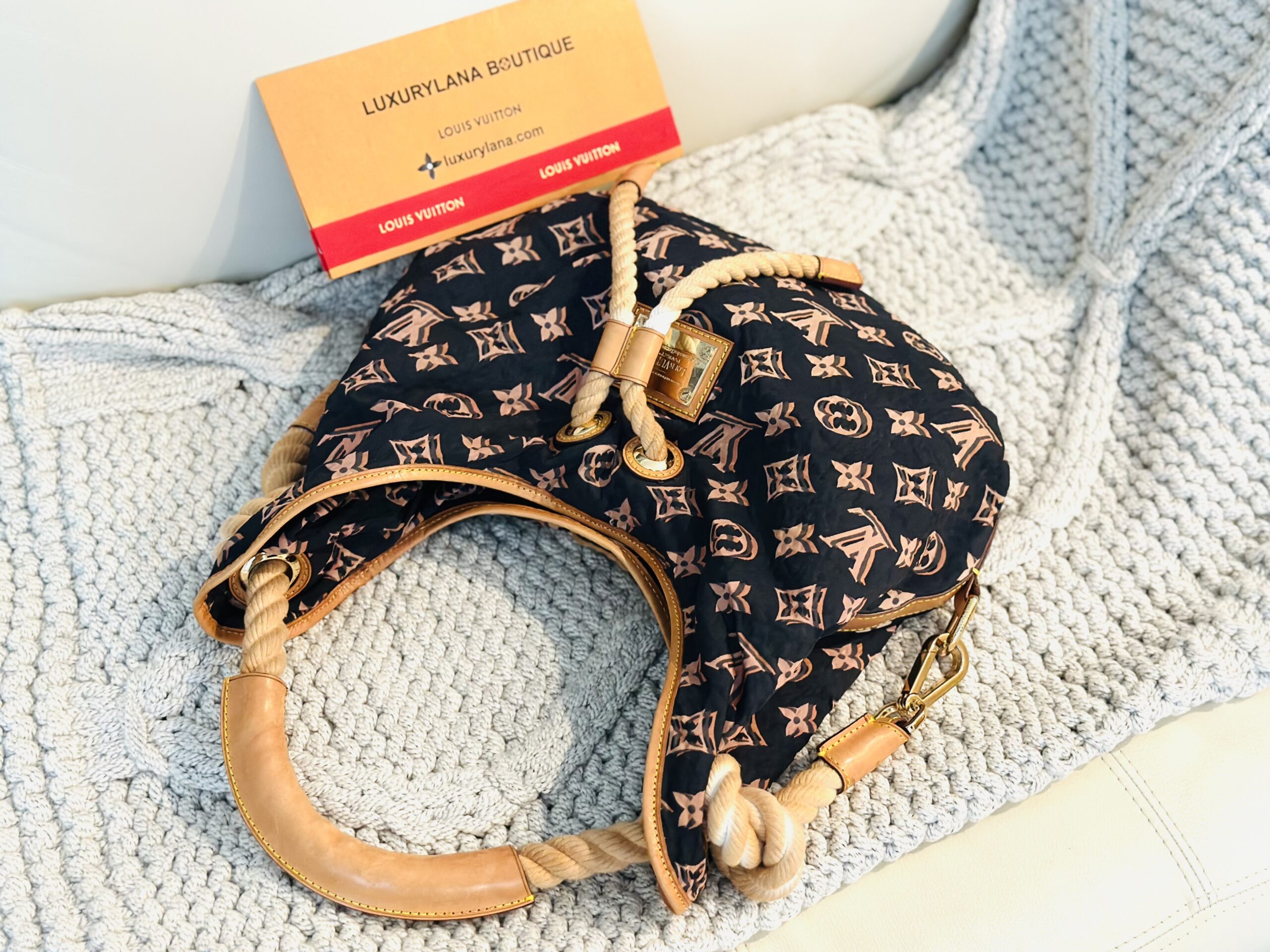 Monogram Cruise Bulles MM Navy Blue Hobo Handbag — image 3