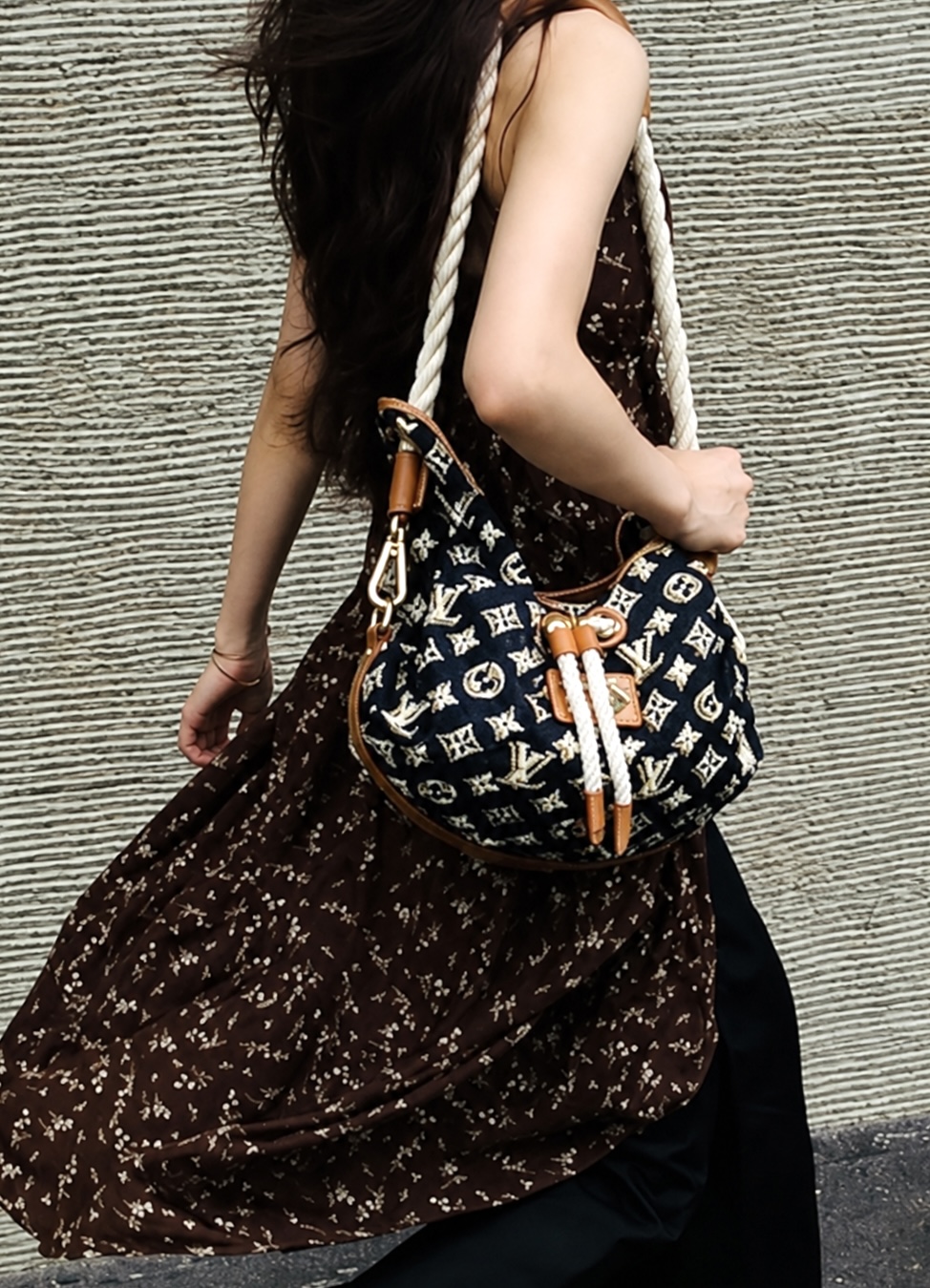Monogram Cruise Bulles MM Navy Blue Hobo Handbag — image 2